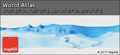 Shaded Relief Panoramic Map of the Area around 8° 12' 42" S, 149° 40' 30" E