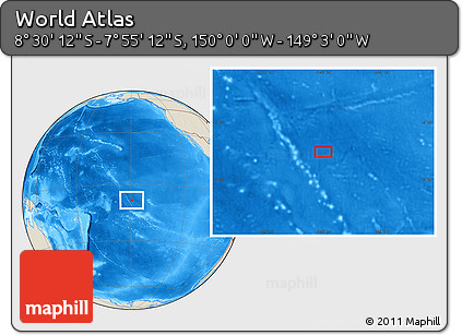 Shaded Relief Location Map of the Area around 8° 12' 42" S, 149° 31' 30" W
