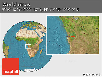 Satellite Location Map of the Area around 8° 12' 42" S, 14° 31' 30" E