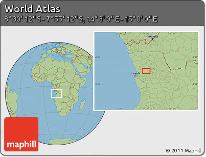 Savanna Style Location Map of the Area around 8° 12' 42" S, 14° 31' 30" E