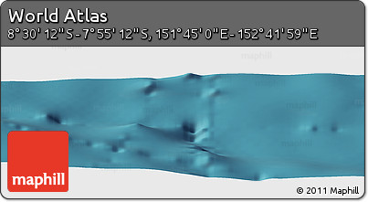 Satellite Panoramic Map of the Area around 8° 12' 42" S, 152° 13' 29" E