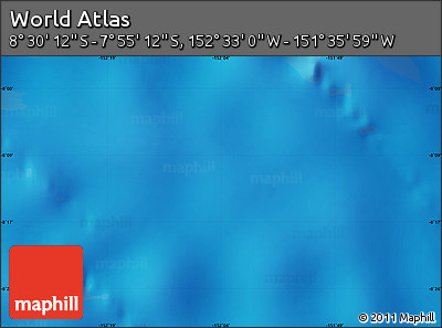 Physical Map of the Area around 8° 12' 42" S, 152° 4' 29" W