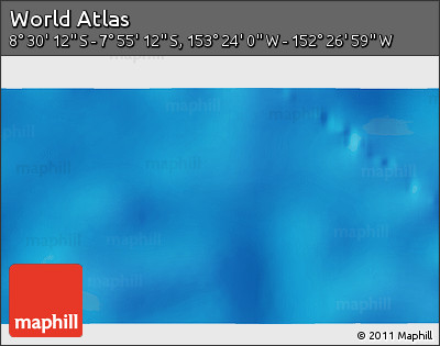 Shaded Relief 3D Map of the Area around 8° 12' 42" S, 152° 55' 30" W