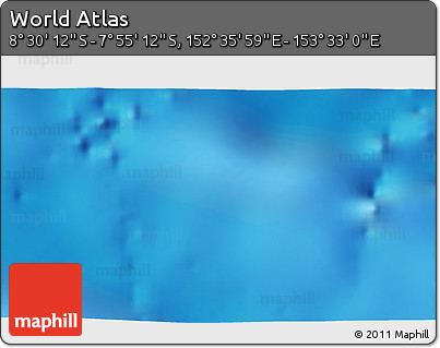 Shaded Relief 3D Map of the Area around 8° 12' 42" S, 153° 4' 29" E