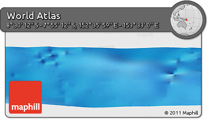 Shaded Relief Panoramic Map of the Area around 8° 12' 42" S, 153° 4' 29" E