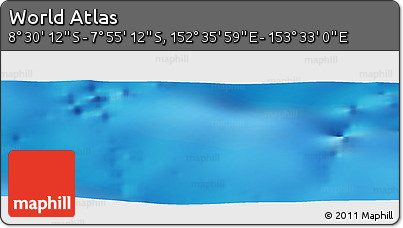 Shaded Relief Panoramic Map of the Area around 8° 12' 42" S, 153° 4' 29" E