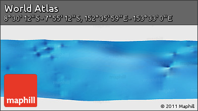 Shaded Relief Panoramic Map of the Area around 8° 12' 42" S, 153° 4' 29" E