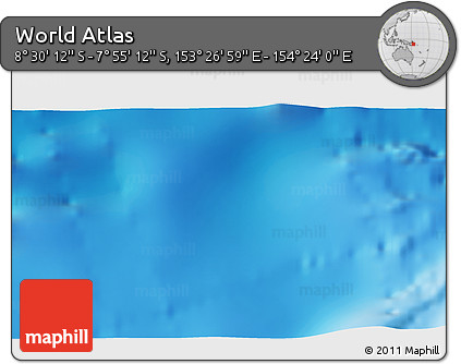 Shaded Relief 3D Map of the Area around 8° 12' 42" S, 153° 55' 30" E
