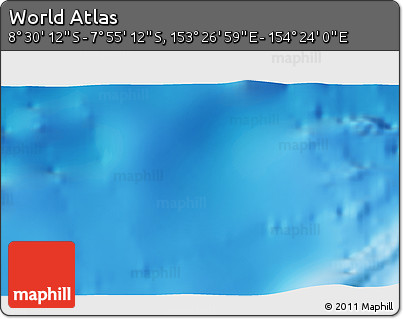 Shaded Relief 3D Map of the Area around 8° 12' 42" S, 153° 55' 30" E