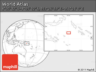 Blank Location Map of the Area around 8° 12' 42" S, 153° 55' 30" E
