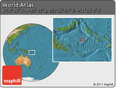 Satellite Location Map of the Area around 8° 12' 42" S, 153° 55' 30" E