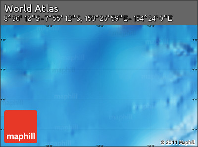 Physical Map of the Area around 8° 12' 42" S, 153° 55' 30" E