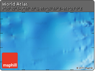 Physical Map of the Area around 8° 12' 42" S, 153° 55' 30" E