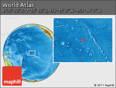 Physical Location Map of the Area around 8° 12' 42" S, 153° 46' 30" W
