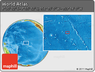Physical Location Map of the Area around 8° 12' 42" S, 153° 46' 30" W