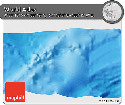 Political 3D Map of the Area around 8° 12' 42" S, 154° 46' 30" E