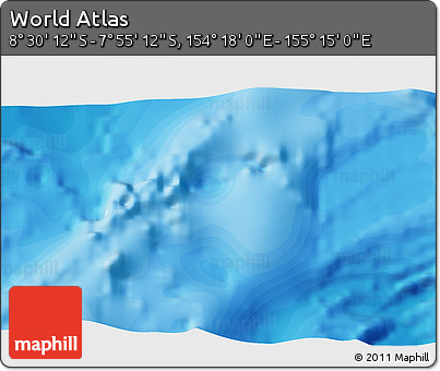 Political 3D Map of the Area around 8° 12' 42" S, 154° 46' 30" E