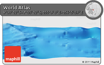 Shaded Relief Panoramic Map of the Area around 8° 12' 42" S, 155° 37' 30" E