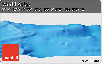 Shaded Relief Panoramic Map of the Area around 8° 12' 42" S, 155° 37' 30" E