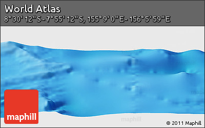 Shaded Relief Panoramic Map of the Area around 8° 12' 42" S, 155° 37' 30" E