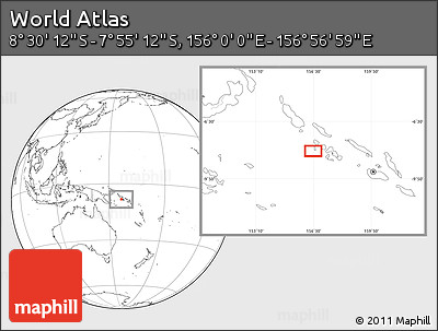 Blank Location Map of the Area around 8° 12' 42" S, 156° 28' 29" E