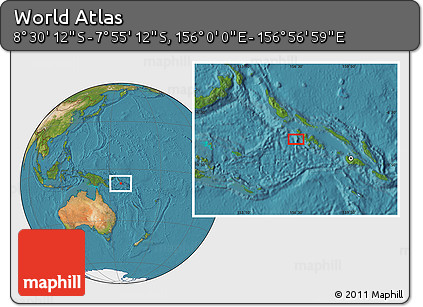 Satellite Location Map of the Area around 8° 12' 42" S, 156° 28' 29" E