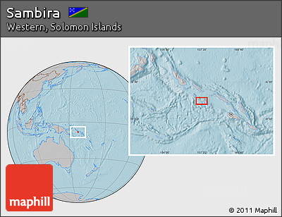 Gray Location Map of Sambira, hill shading