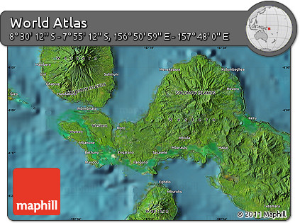 Satellite Map of the Area around 8° 12' 42" S, 157° 19' 29" E
