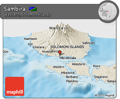Shaded Relief Panoramic Map of Sambira