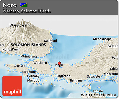 Shaded Relief Panoramic Map of Noro