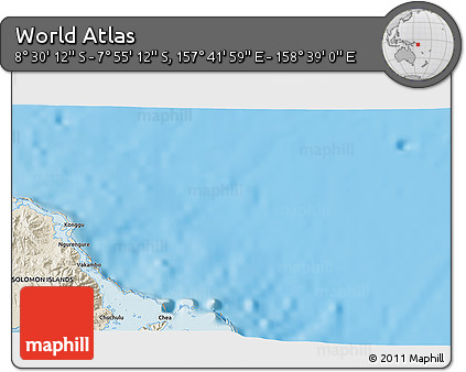 Shaded Relief 3D Map of the Area around 8° 12' 42" S, 158° 10' 30" E