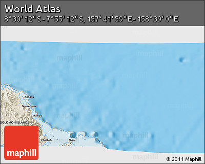 Shaded Relief 3D Map of the Area around 8° 12' 42" S, 158° 10' 30" E