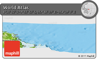Physical Panoramic Map of the Area around 8° 12' 42" S, 158° 10' 30" E