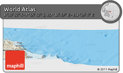 Shaded Relief Panoramic Map of the Area around 8° 12' 42" S, 158° 10' 30" E