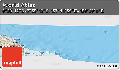 Shaded Relief Panoramic Map of the Area around 8° 12' 42" S, 158° 10' 30" E