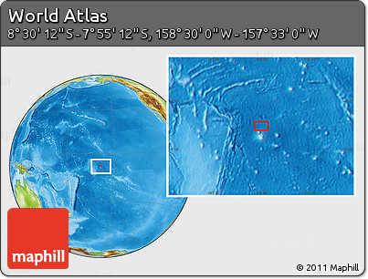 Physical Location Map of the Area around 8° 12' 42" S, 158° 1' 30" W