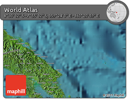Satellite Map of the Area around 8° 12' 42" S, 159° 52' 30" E