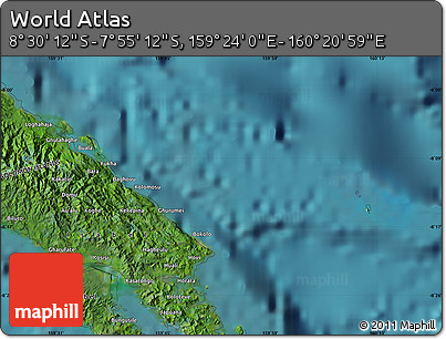 Satellite Map of the Area around 8° 12' 42" S, 159° 52' 30" E