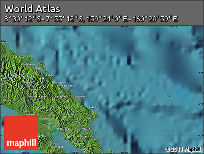 Satellite Map of the Area around 8° 12' 42" S, 159° 52' 30" E