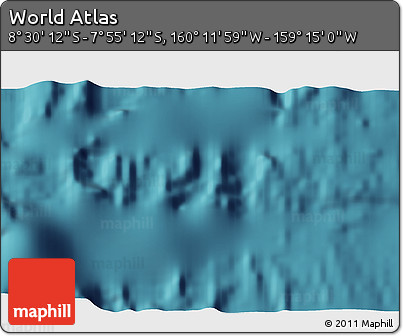 Satellite 3D Map of the Area around 8° 12' 42" S, 159° 43' 29" W