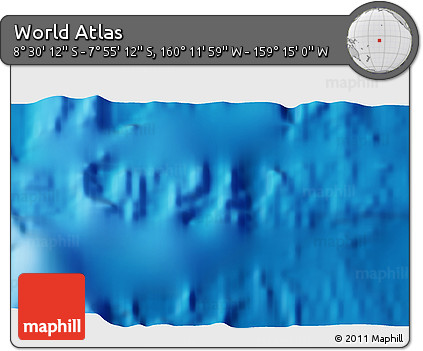 Shaded Relief 3D Map of the Area around 8° 12' 42" S, 159° 43' 29" W