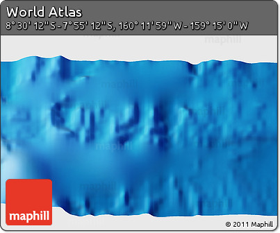 Shaded Relief 3D Map of the Area around 8° 12' 42" S, 159° 43' 29" W