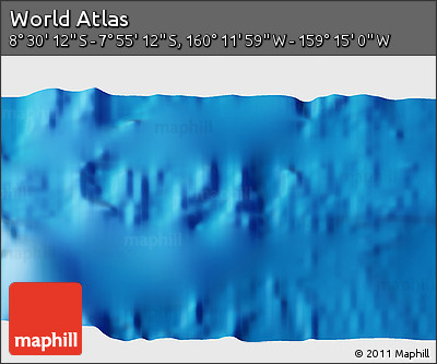 Shaded Relief 3D Map of the Area around 8° 12' 42" S, 159° 43' 29" W