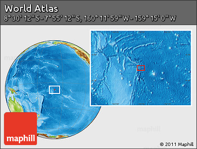Physical Location Map of the Area around 8° 12' 42" S, 159° 43' 29" W