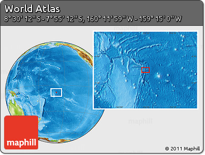 Physical Location Map of the Area around 8° 12' 42" S, 159° 43' 29" W