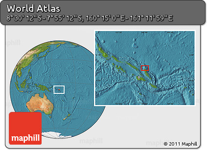 Satellite Location Map of the Area around 8° 12' 42" S, 160° 43' 29" E