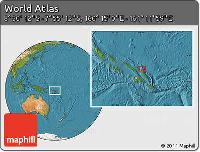 Satellite Location Map of the Area around 8° 12' 42" S, 160° 43' 29" E