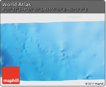 Shaded Relief 3D Map of the Area around 8° 12' 42" S, 161° 34' 29" E