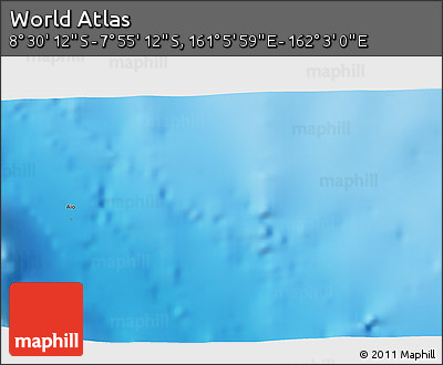 Shaded Relief 3D Map of the Area around 8° 12' 42" S, 161° 34' 29" E