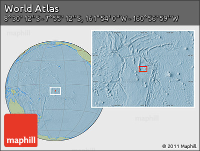 Savanna Style Location Map of the Area around 8° 12' 42" S, 161° 25' 30" W, hill shading